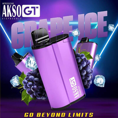 Akso GT 3500 Puffs Disposable Pod Grape Flavour on purple Gradient Background
