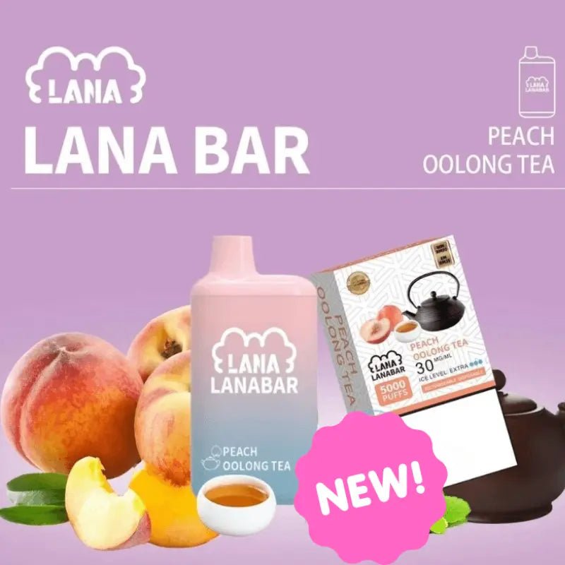 Lana-Bar-5000-Puffs-Peach-Oolong-Tea-Flavor-on-a-purple-gradient-background-LANA